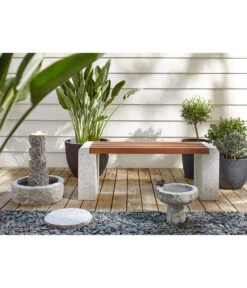 Dehner Granit-Gartenbank, Ca. B120/H45/T35 Cm, Grau/braun -Gartenleben Verkauf 4071049 WE MO 001 DehnerGranit GartenbankmitWPCFlaecheSteinbankSitzbank