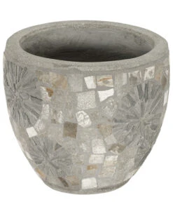 Dehner Keramik-Topf Mosaik, Grau