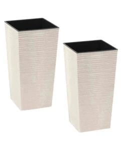 Siena Garden Kunststoff-Topf ECO Nizza, Konisch, Weiß, Ca. B25/H46,5/T25 Cm, 2er-Set