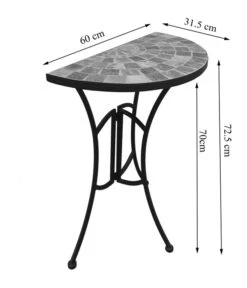 Dehner Mosaiktisch Grazia Halbrund, Ca. B60/H72,5/T31,5 Cm -Gartenleben Verkauf 6875132 WE DE 001 TischhalbrundGraziaSkizze
