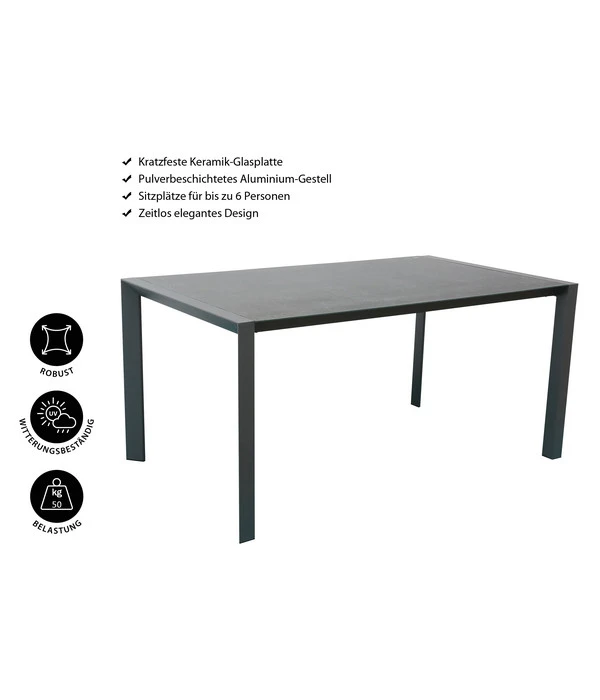 Dehner Alutisch Cleveland, Ca. B160/H75/T90 Cm 4 Dehner Alutisch Cleveland, Ca. B160/H75/T90 Cm – Bild 2