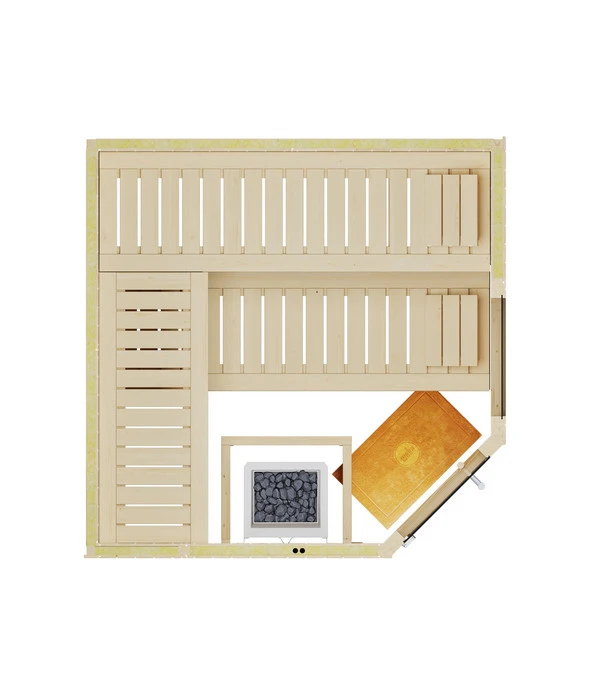 Weka Ecksauna Varberg Mit Glastür Und Fenster Inkl. Ofen, Ca. B194/H199/T194 Cm 6 Weka Ecksauna Varberg Mit Glastür Und Fenster Inkl. Ofen, Ca. B194/H199/T194 Cm – Bild 4