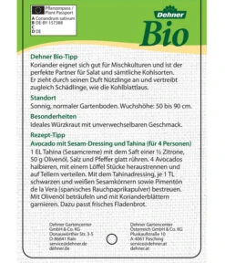 Bioland Koriander -Gartenleben Verkauf 8001984 BioKoriander Etikett neu 2